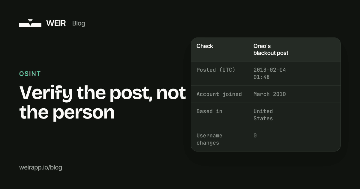 Cover image: Verify the post, not the person