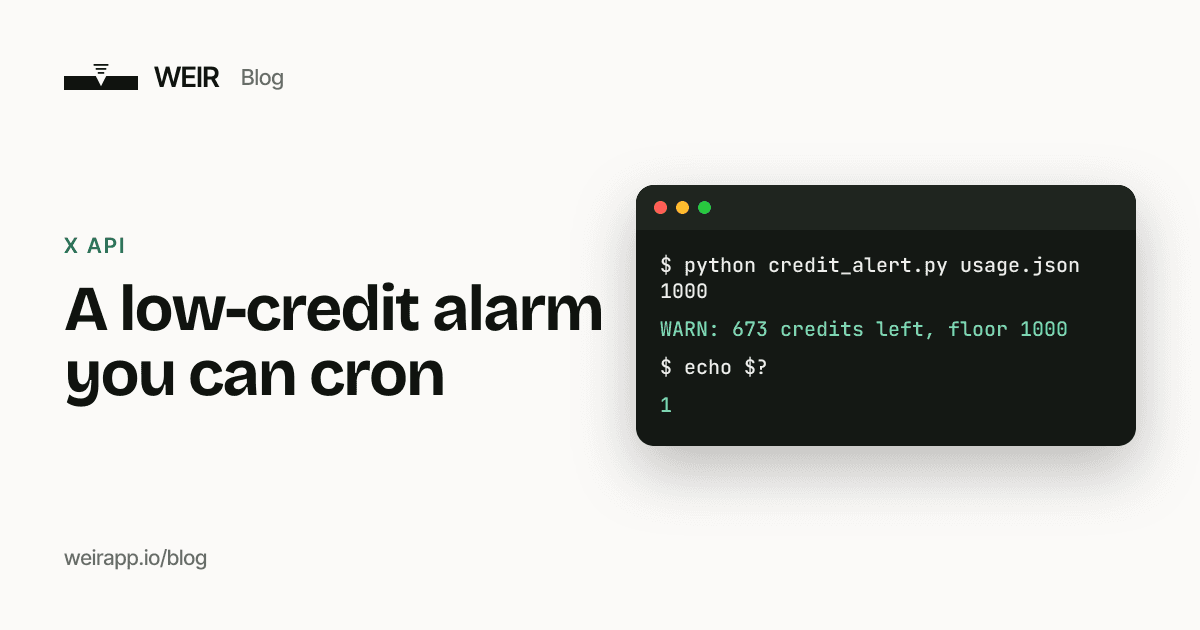 Cover image: A low-credit alarm you can cron