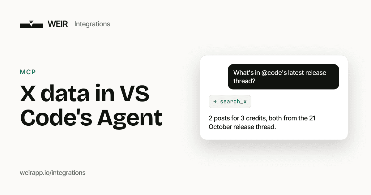 Cover image: X data in VS Code's Agent