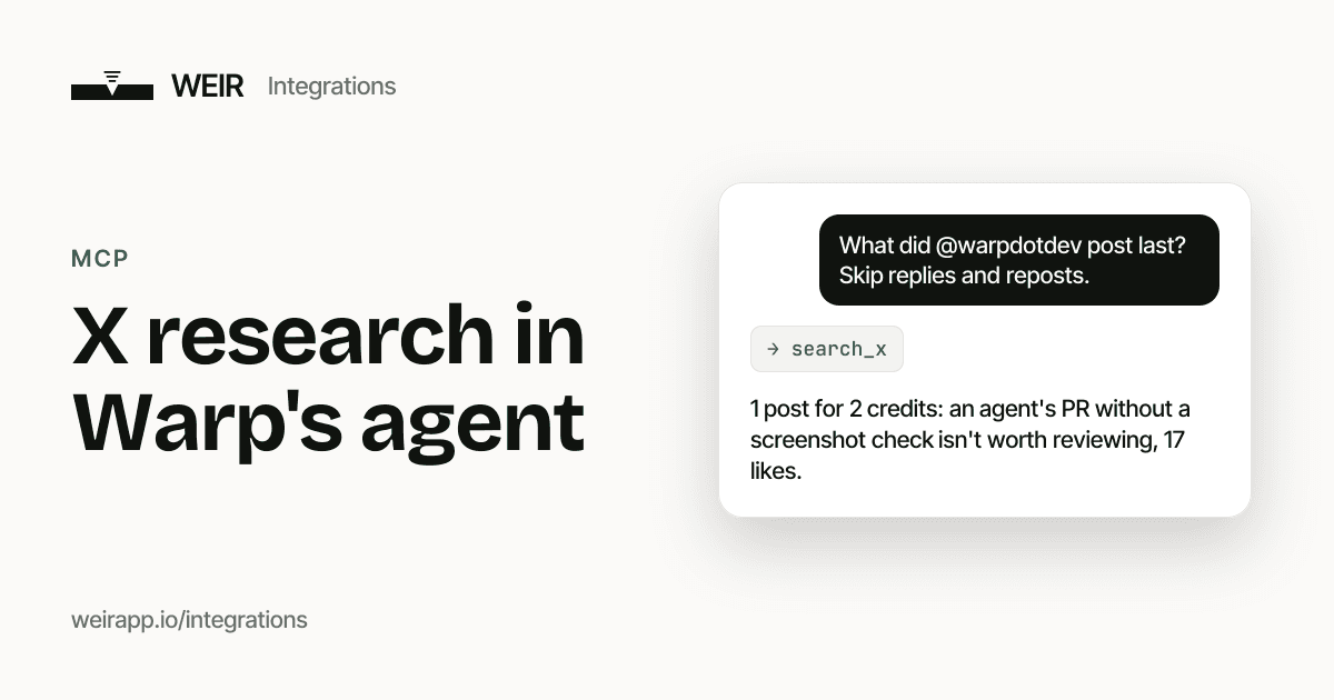 Cover image: X research in Warp's agent